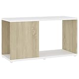 UnfadeMemory TV-Schrank Fernsehschrank Spanplatte TV Ständer als Bücherschrank TV-Lowboard Wohnzimmer CD DVD Aufbewahrungsregal mit 1 Offenes Fach (60x24x32 cm, Weiß/Sonoma-Eiche)
