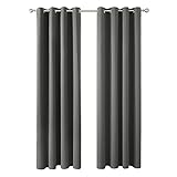 Amazon Brand - Umi 2 Stück Gardinen Vorhänge Blickdicht Vorhang mit Ösen Blickdichte Modern Wohnzimmer Stores Schlafzimmer 245x140cm(LxB) Hellg