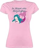 Manga & Comic Zubehör - Im Herzen eine Meerjungfrau - XXL - Rosa - Fun - L191 - Tailliertes Tshirt für Damen und Frauen T-S