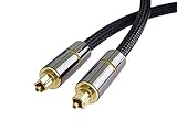 PremiumCord Optisches Audiokabel Toslink 2m, Außendurchmesser: 7mm, Toslink Plug-on-Stecker, digitales Kabel für HiFi-Stereoanlage Soundable TV, HQ Audio, Metall-Design + Nylon, Farbe: schwarz, G