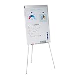 Relaxdays Flipchart Whiteboard, magnetisch, höhenverstellbar, Dreibein, Stifte-Ablage, Alu-Rahmen, HxB: 90 x 60 cm, weiß, 1 Stück