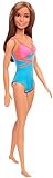 Barbie GHW40 - Beach Puppe mit blauem Badeanzug, Spielzeug ab 3 J