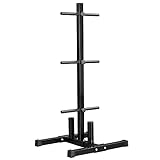 Yaheetech Hantelablage Hantelständer Metall Squat-Rack Hantelscheibenständer mit 30 mm Scheibenaufnahme Krafttraining Scheibenständer für Hantelscheiben, 138 cm H