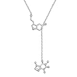 DAOCHONG S925 Sterling Silber Glück Serotonin Molekül Halskette Glück Neurotransmitter Koffein Molekül Y Halskette, Chemie Liebhaber Wissenschaft Major College Graduation Schmuck Neck