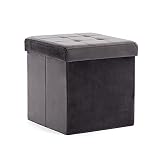 HNNHOME Ottoman Aufbewahrungsbox, Klapphocker, Sitz, Samt gepolsterter Fußhocker, Sofa Fußhocker Pouffes, geringes Gewicht, Kinderspielzeug Truhe (Ash, 38 x 38 x 38 cm)