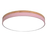 Modern LED Deckenlampe Rosa Macaron Deckenleuchte 36W Holz Rund Kinderzimmerlampe Dimmbar mit Fernbedienung Weiss Acryl Schirm Schlafzimmer Küche Bad Gang Balkon Dekor Esstisch Licht D50CM