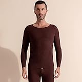 LZJKFY Herren Thermo-Unterwäsche-Set, Langarm-Shirt, Oberteil, durchgehende Hose, Unterteil für Herren, mit Fleece gefüttert, warme Winterunterwäsche (Weinrot extra extra groß)