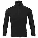 ZYSK Herren Tactical Shirt Langarm Sportlich Sweatshirt Slim Fit Hemd Baumwollhemd Outdoor Military T-Shirt Atmungsaktiv Trainingsshirt Winter 1/4 Zip Military Armee Hemd Airsoft Shirt mit T