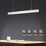 OOWOLF LED Pendelleuchte, LED Büroleuchte 40W 4000K Natur weiß,weiches fokussierteres Licht,120cm LED Pendelleuchte für Büro, Wohnzimmer, Esstisch, Garage,usw