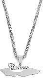 Halskette 4 Cm Curacao Islands Karte Anhänger Halsketten Silber Farbe Edelstahl Schmuck Karten Geschenk Für Frauen Männer 60 C