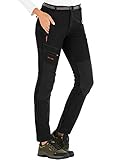 DAFENP Damen Wanderhose Outdoorhose Wasserdicht Softshellhose Winddicht Winter Warm Gefüttert Skihose Snowboardhose Trekkinghose (S, A Schwarz)