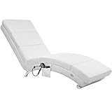 Casaria Relaxliege London mit Massage- & Heizfunktion Kunstleder Weiß Ergonomisch Wohnzimmer Liegesessel Relax