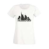 Shirt Department - Damen T-Shirt - Frankfurt Skyline Weiss-schwarz S