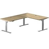 L-förmiger elektrischer Computertisch, 198,1 x 121,9 cm, höhenverstellbarer Eckschreibtisch mit Kabelführungstüllen – Corner Ry