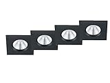 Eckiger LED Einbaustrahler im 4er Set stufenlos dimmbar (über Hausinstallation) Schwarz matt 5,5 Watt - flexible moderne Deckenbeleuchtung