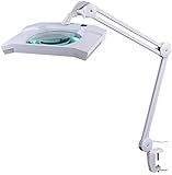 Komerci KML-9002 LED Kaltlicht Lupenleuchte Kosmetik Lupenlampe, 5 Dioptrien, dimmbar, Gelenkarm, weiß