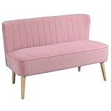 HOMCOM 2-Sitzer Stoffsofa Polstersofa Sitzmöbel Loungesofa Holz Schaumstoff Samtartiges Polyester Rosa 117 x 56,5 x 77