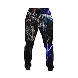 FitKenn Blauer Wolf 3D-Druck Herrenhose Harajuku Hose Herbst Casual Jogginghose, Hose, 58