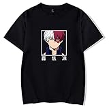 Hifoda Jungen Anime T-Shirt My Hero Academia Kurzarm Gedruckt mit Shoto Bakugou Coole Comicfigur Tops für Manga-Liebhaber (L)