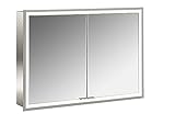 Emco Lichtspiegelschrank mit rundum LED-Beleuchtung (103 cm breit), hochwertiger Badezimmerspiegelschrank als Unterputz-Modell, Badezimmerschrank mit 2 Türen und Lichtpak