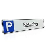 Betriebsausstattung24® Aluminium- Verbundplatte Parkplatzschild „Besucher“ | Aluverbundplatte | Kennzeichen-Format | B x H 52,0 x 11,0