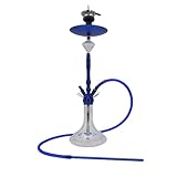 DIAMOND HOOKAH Premium Groß Aluminium RPO3A Shisha Set, Wasserpfeife Shisha Edel Komplettset mit 4 Anschlüsse. 18/8 Schliff, Klickanschluss und Diamanten Molassefänger (Blau)