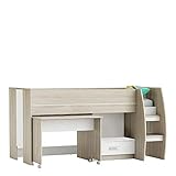habeig Kinderbett Bett #655 Hochbett Spielbett mit Schubfach und Schreibtisch unterm Bett weiß mit L