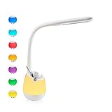 YOUKOYI LED Schreibtischlampe Kinder LED Lernlampe mit Schreibstifthalter Augenpflege Tischlampe dimmbar Schreibtischlampe Bunter Nachtlicht Berührungssteuerung
