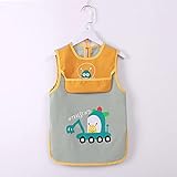 GLBS Grüner Bagger Sleeveless Water-Proof-Malerei Kids-Schürze Haben Eine Mahlzeit-Reversible Reis-Taschen-Back-Spitzen-Design-Kinder-Smock for Alter 0-4 Jahre (Color : 1, Size : S)
