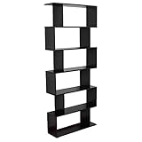 Bücherregal 6 Ebenen, Moderne Wohnungsdekoration Möbel, ideal für Buch organisieren, Sammlung Display, Büro Aktenschrank (Schwarz)