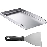 smartpeas Edelstahl Grillplatte – Plancha Universalgröße 26 x 44,5 cm für viele Kohle- und Gasgrills +Plus: Grillsp