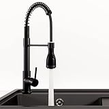 HAUSSMANN Wasserhahn Küchenarmatur mit Brause (Hochdruck) - ausziehbar & 360° schwenkbar - Edelstahl Armatur für die Küche - mattes Schw