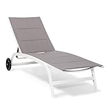 blumfeldt Limala Sonnenliege - Lounger mit 6-stufig Verstellbarer Rückenlehne, Gartenliege aus Stahl/Aluminium, mit Bodenrollen, 150 kg maximale Belastung, weiß