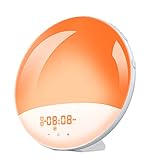 Wecker, Sonnenaufgangswecker für Kinder, für schwere Schläfer, Schlafzimmer, mit Sonnenaufgangssimulation, Schlafhilfe, Dual-Alarme, FM-Radio, Schlummerfunktion, Nachtlicht, Tageslicht, 7 Farb