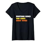 Damen Pontoon reitet Tan Linien, Good Times, Pontoon, Boote T-Shirt mit V