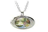 Halskette mit Medaillon, Motiv: Seerose, Monet, Blume, Glas, Foto, Schmuck, als Geschenk
