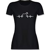 Pferde Geschenk und Reiten Zubehör - Herzschlag Pferd - XL - Schwarz - Damen Shirt Pferd - L191 - Tailliertes Tshirt für Damen und Frauen T-S