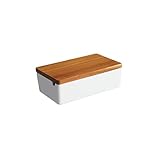 JINLIAN205-SHOP butterdose Platz Butter Box Butter Abschneidkasten Einfache Keramik Mehl Box Butter Aufbewahrungsbox Teak-Abdeckung Küche Kühlschrank Frische Box butterdose Tupper (Size : S)