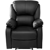 DDCHH Fernsehsessel Relaxsessel Leder Sofa Tilt Sofa Push Back Sessel für Home Lounge Gaming Cinema High-Back, Schlafsessel, Verstellbarer Winkel, 77 x 103 x 70cm,Black