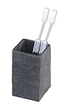 WENKO Zahnputzbecher Slate-Rock, Zahnbürstenhalter für das Badezimmer, Becher aus Kunststoff in Schiefer-Optik, 6 x 10,5 x 6 cm,