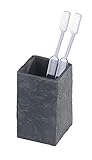 WENKO Zahnputzbecher Slate-Rock, Zahnbürstenhalter für das Badezimmer, Becher aus Kunststoff in Schiefer-Optik, 6 x 10,5 x 6 cm,