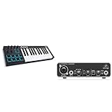 Alesis V25 - Tragbarer 25-Tasten USB-MIDI Keyboard Controller mit 8 hintergrundbeleuchteten Pads & Behringer UMC22 Computer Audio I