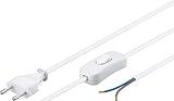 Goobay 51349 Euro Kabel, Typ C Stecker - zum Konfektionieren mit Schnurschalter, 2 polig, weiß, 1,5