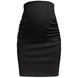 Herzmutter Umstandsrock - Rock für die Schwangerschaft - Mini oder Midi-Länge - Bleistift-Umstands-Rock - aus Baumwolle - festes Material - doppellagiger Bauchteil - 6500 (Mini, L)