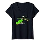 Damen Chamäleon-Chamäleon-Eidechse Witz Witzige Reptilien T-Shirt mit V