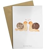 Mr. & Mrs. Panda Grußkarte Schnecken Liebe - Weiß - Hochzeitskarte, Geburtstagskarte, Einladungskarte, Klappkarte, Glückwunschk