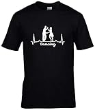 BlingelingShirts Shirt Herren Dancing mit Herz Herzschlag Love Dance Heartbeat Tanzpaar, schwarz Druck Weiss, Gr. XL