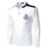KAIXLIONLY Poloshirt Herren Langarm Modedesign Revers Polohemd Sport Lässiges Polo Golf T-Shirt Einfarbig Casual Loose Wintershirts Langarm-Oberteil mit Krag