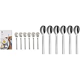 WMF Nuova Eierlöffel Set, 6-teilig, spülmaschinengeeignet, L 12 cm & Nuova Espressolöffel Set, 6-teilig, Espressolöffel, spülmaschinengeeignet, L 11 cm, Cromargan Edelstahl p