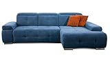 CAVADORE Schlafsofa Mistrel mit Longchair XL rechts / Große Eck-Couch im modernen Design / Mit Bettfunktion / Inkl. verstellbare Kopfteile / Wellenunterfederung / 273 x 77 x 173 / Kati Mittelb